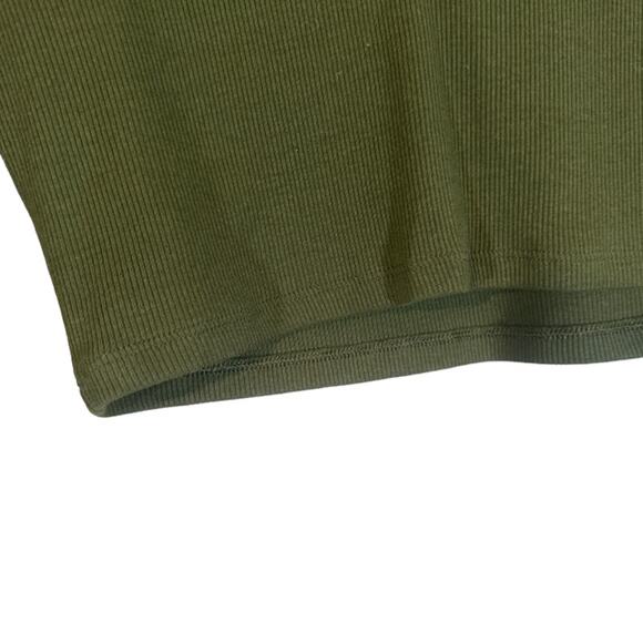 Zara Olive Green Ribbed Textured Long Sleeve V-Neck Crop Top Women Sz M - Picture 4 of 8